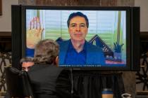 Former FBI director James Comey is sworn via videoconference before testifying during a Senate ...