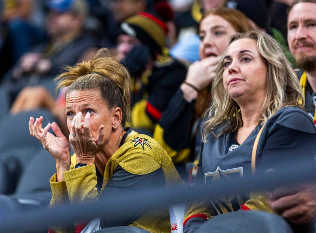 Golden Knights fans are a bit dismayed as they are two goals down against the Utah Mammoth duri ...
