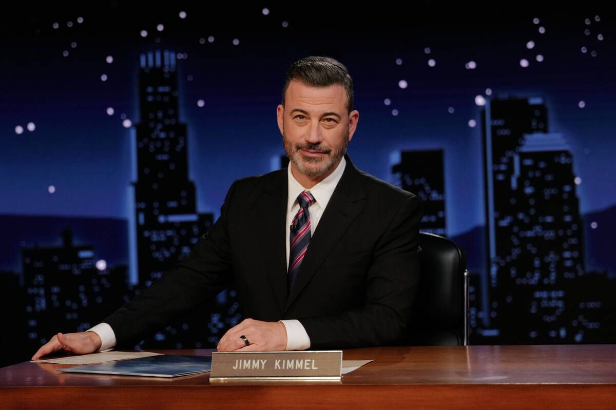 This image released by Disney shows Jimmy Kimmel hosting his late night show "Jimmy Kimmel ...