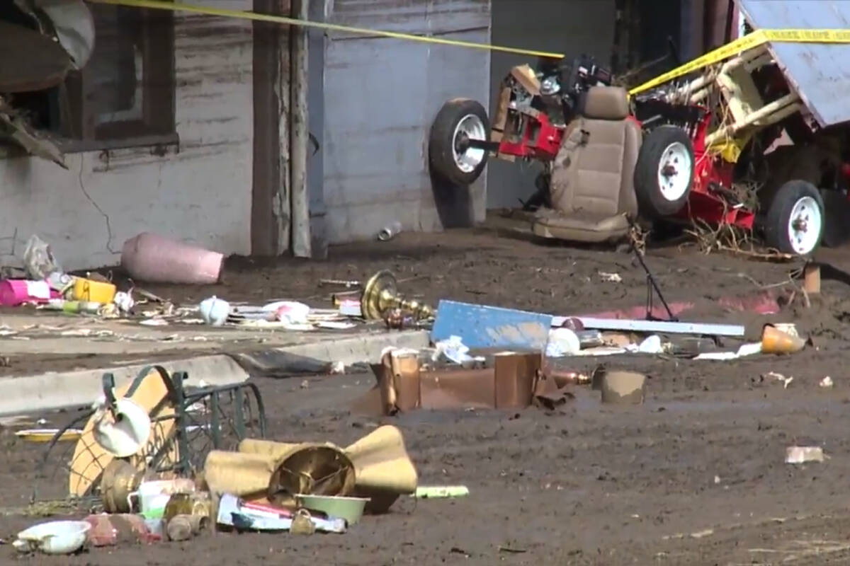 Damage from flooding in Globe, Ariz., is seen on Saturday morning, Sept. 27, 2025. (Adam Klepp/ ...