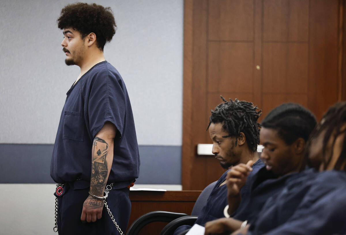 Jaime Bustillos, accused of shooting at Las Vegas police, appears at his bail hearing Monday, S ...