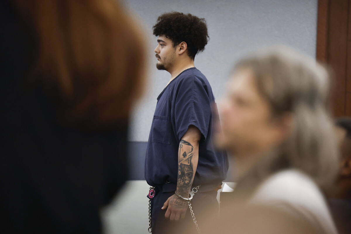 Jaime Bustillos, accused of shooting at Las Vegas police, appears at his bail hearing Monday, S ...