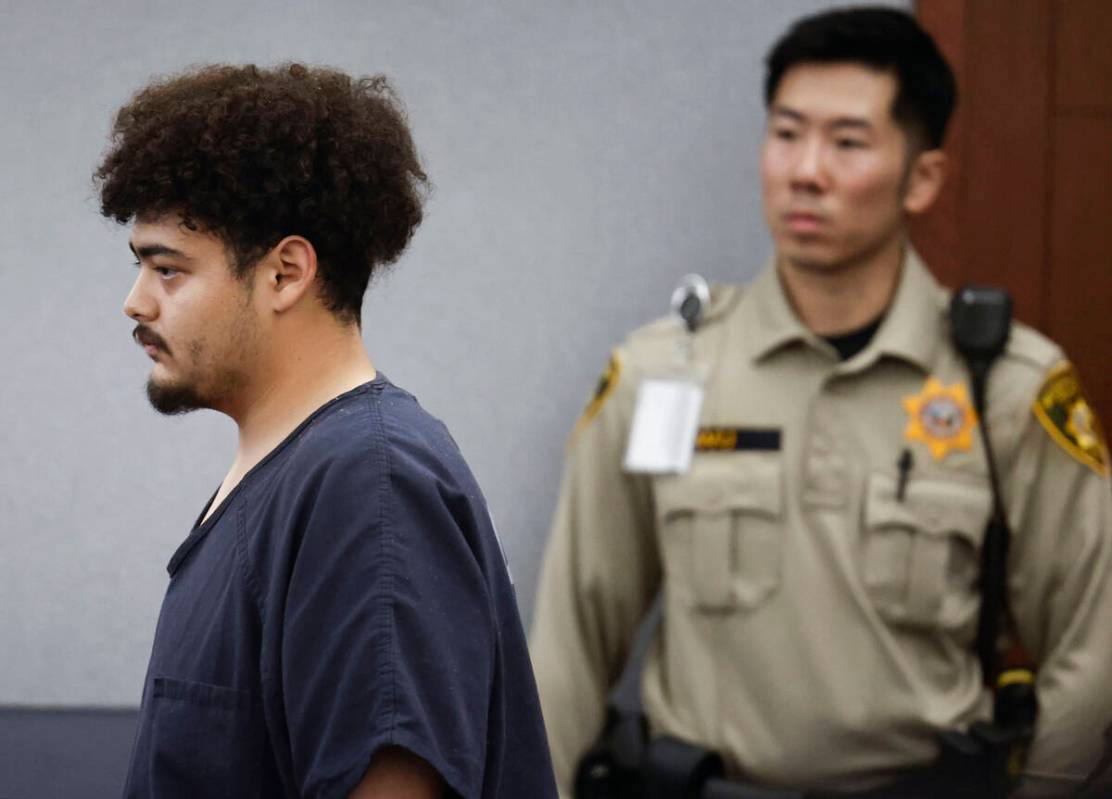 Jaime Bustillos, accused of shooting at Las Vegas police, appears at his bail hearing Monday, S ...