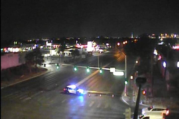 Las Vegas police investigated a crash early Tuesday morning that left a motorcyclist with life- ...