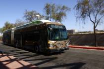 A RTC bus drives through the South Strip Transit Terminal on Wednesday, June 19, 2024, in Las V ...