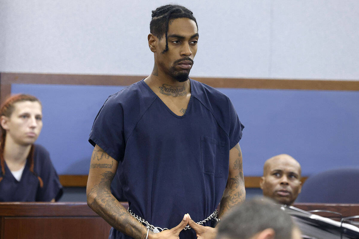 Isaiah Pierce, accused of fatally stabbing a UNLV student, appears in court during a bail heari ...