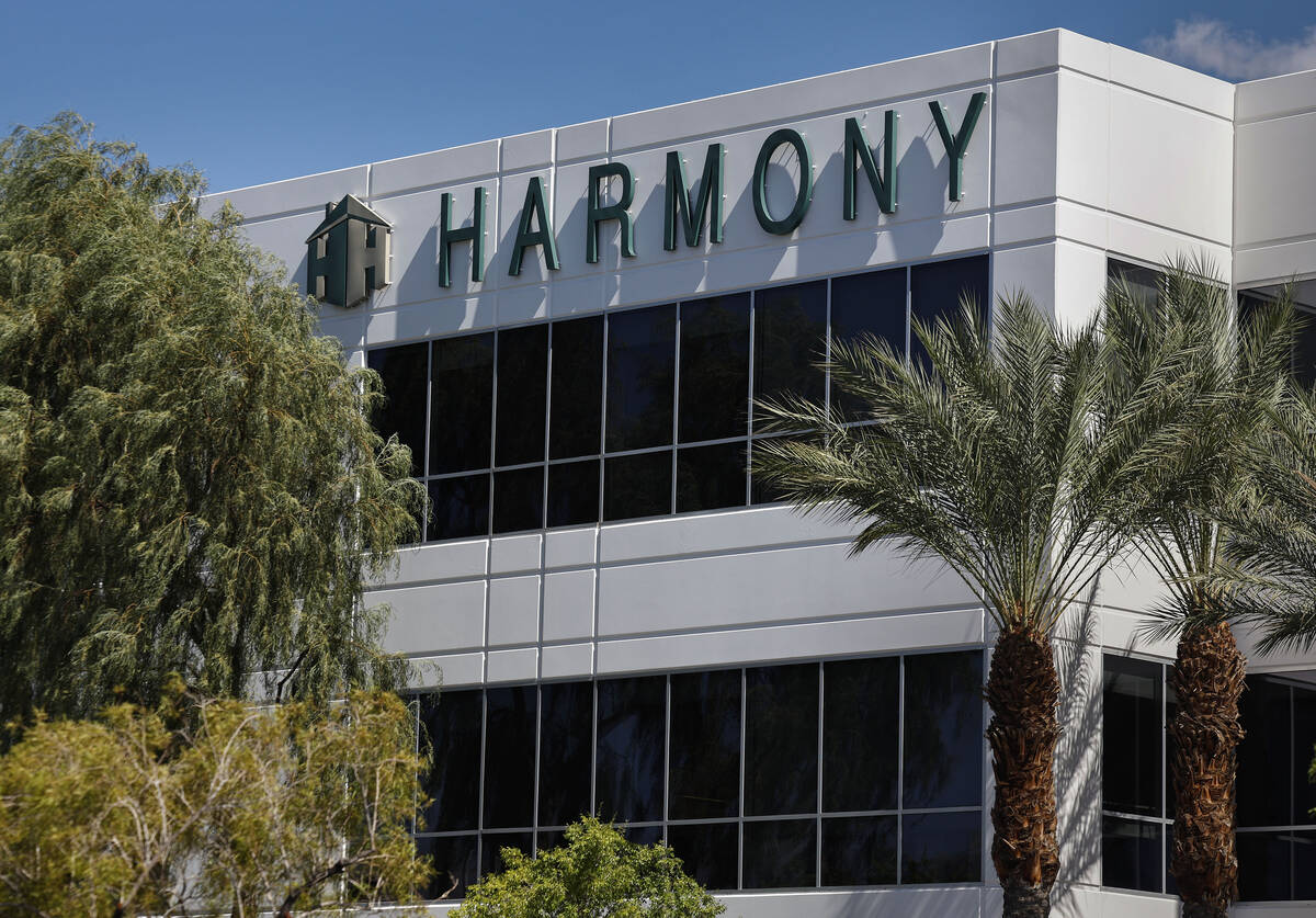 Signage at the corporate headquarters of Harmony Homes on Tuesday, Sept. 30, 2025 in Las Vegas. ...