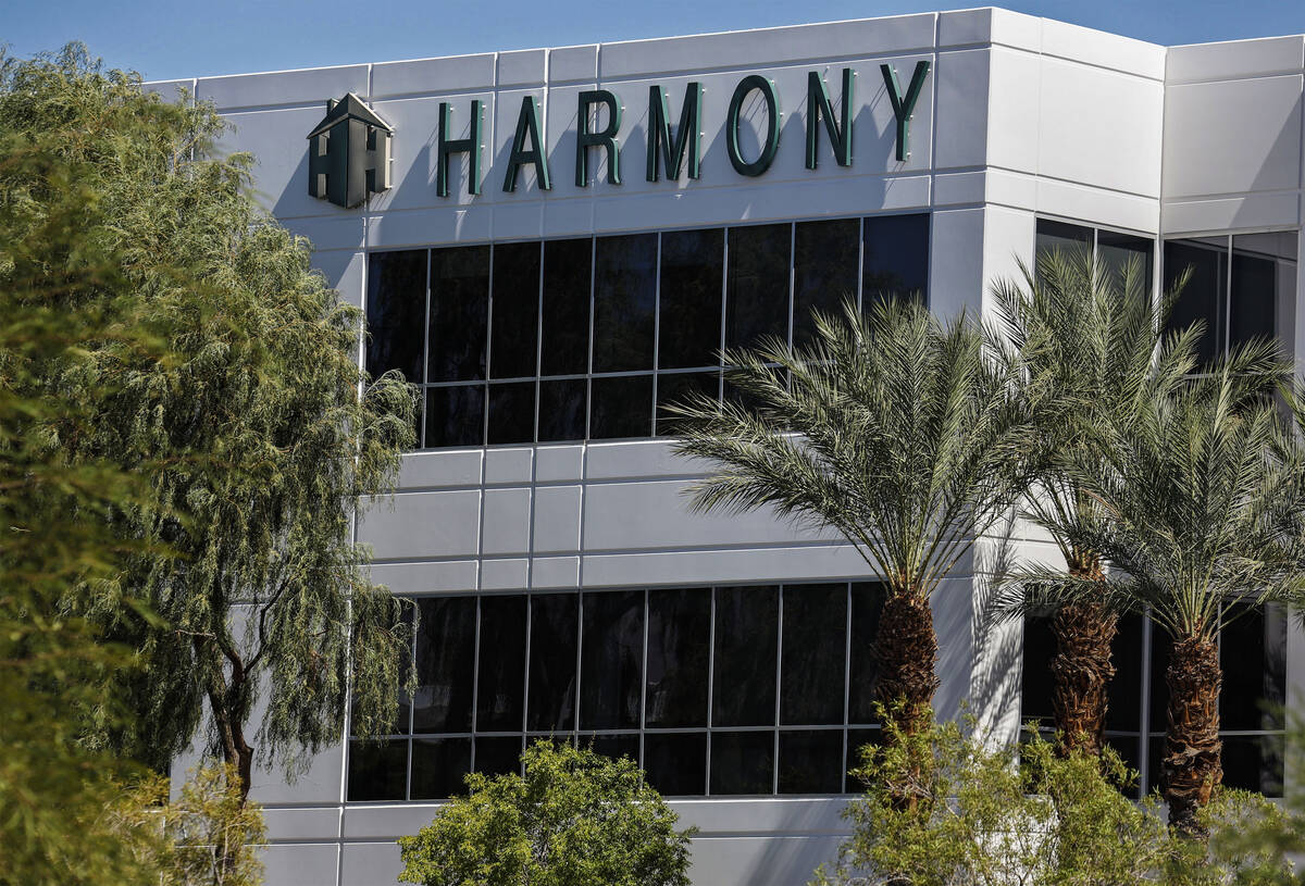 Signage at the corporate headquarters of Harmony Homes on Tuesday, Sept. 30, 2025 in Las Vegas. ...