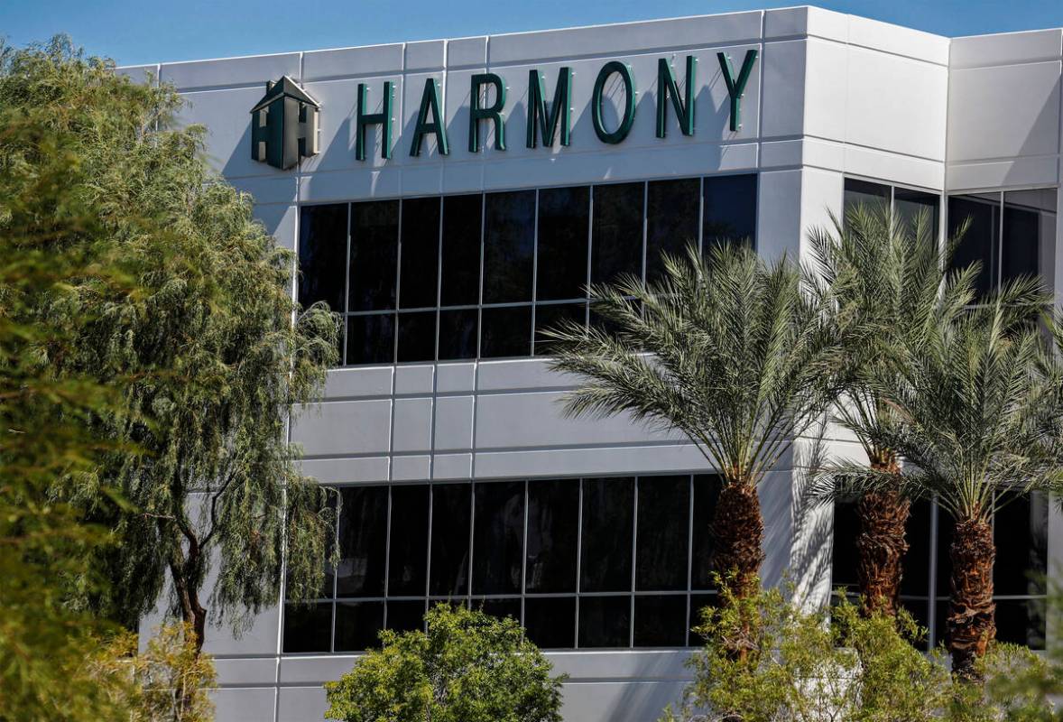 Signage at the corporate headquarters of Harmony Homes on Tuesday, Sept. 30, 2025 in Las Vegas. ...