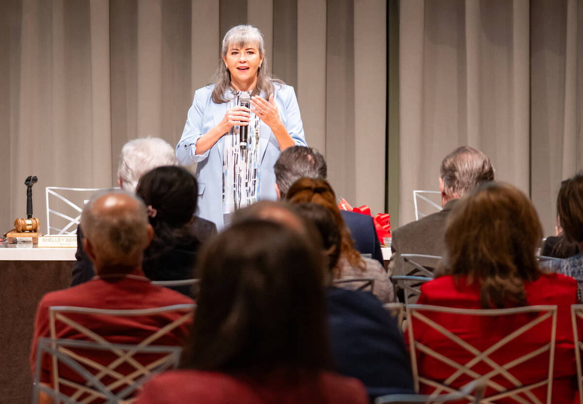 Newly appointed councilwoman Kara Kelley thanks the crowd after being sworn in during a special ...