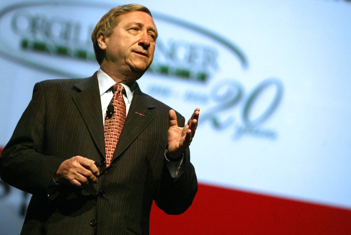 Las Vegas Convention and Visitors Authority President Rossi Ralenkotter addresses the audience ...