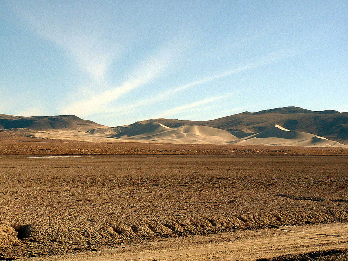 This is an undated file photo showing the 600-foot tall Sand Mountain, about 75 miles east of R ...