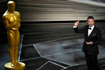 Jimmy Kimmel speaks at the Oscars. (Photo by Chris Pizzello/Invision/AP)