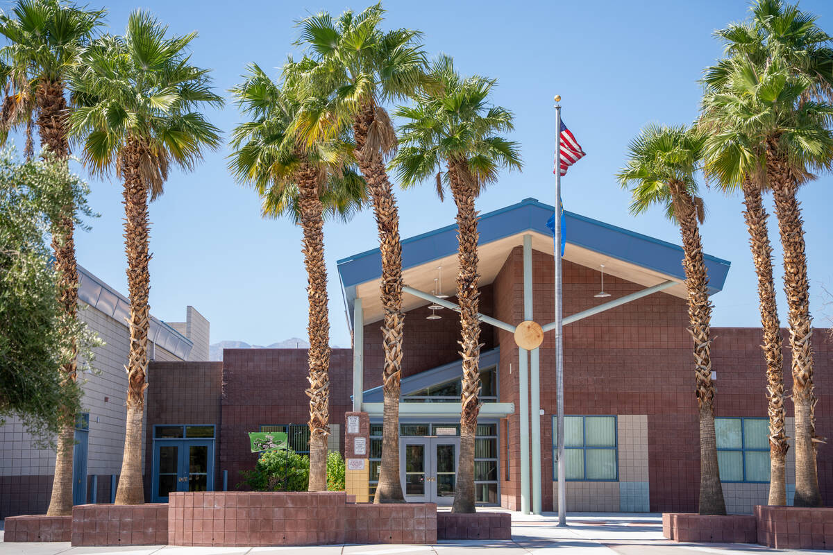 O. K. Adcock Elementary School is seen Wednesday afternoon Oct. 1, 2025. (Kara Gildea/Las Vega ...