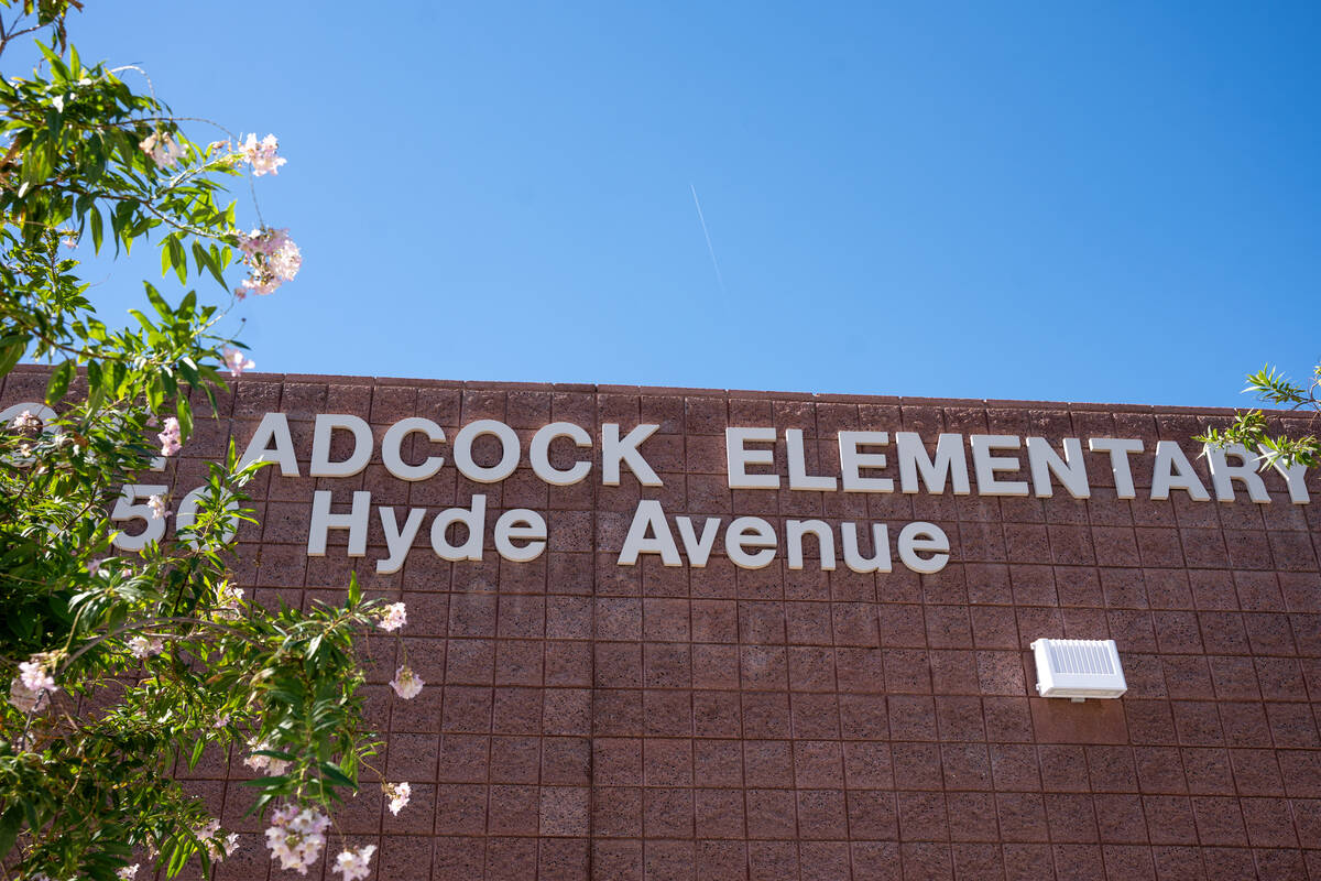 O. K. Adcock Elementary School is seen Wednesday afternoon Oct. 1, 2025. (Kara Gildea/Las Vega ...