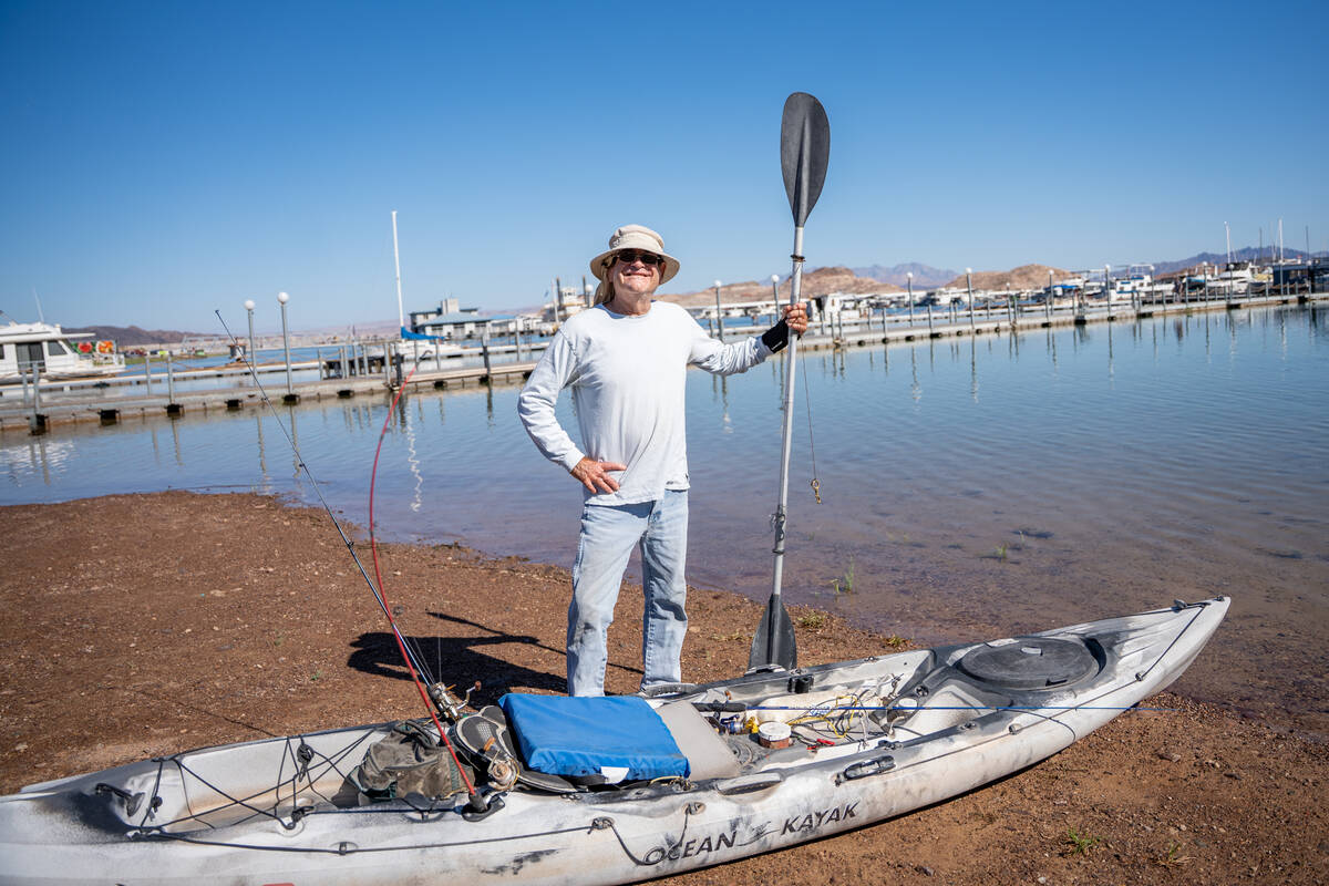 David Gaon prepares to put his kayak in the water at Lake Mead National Recreation Area due to ...