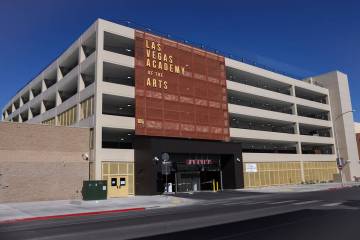 The new parking garage at the Las Vegas Academy of the Arts Friday, Oct. 3, 2025 in Las Vegas. ...