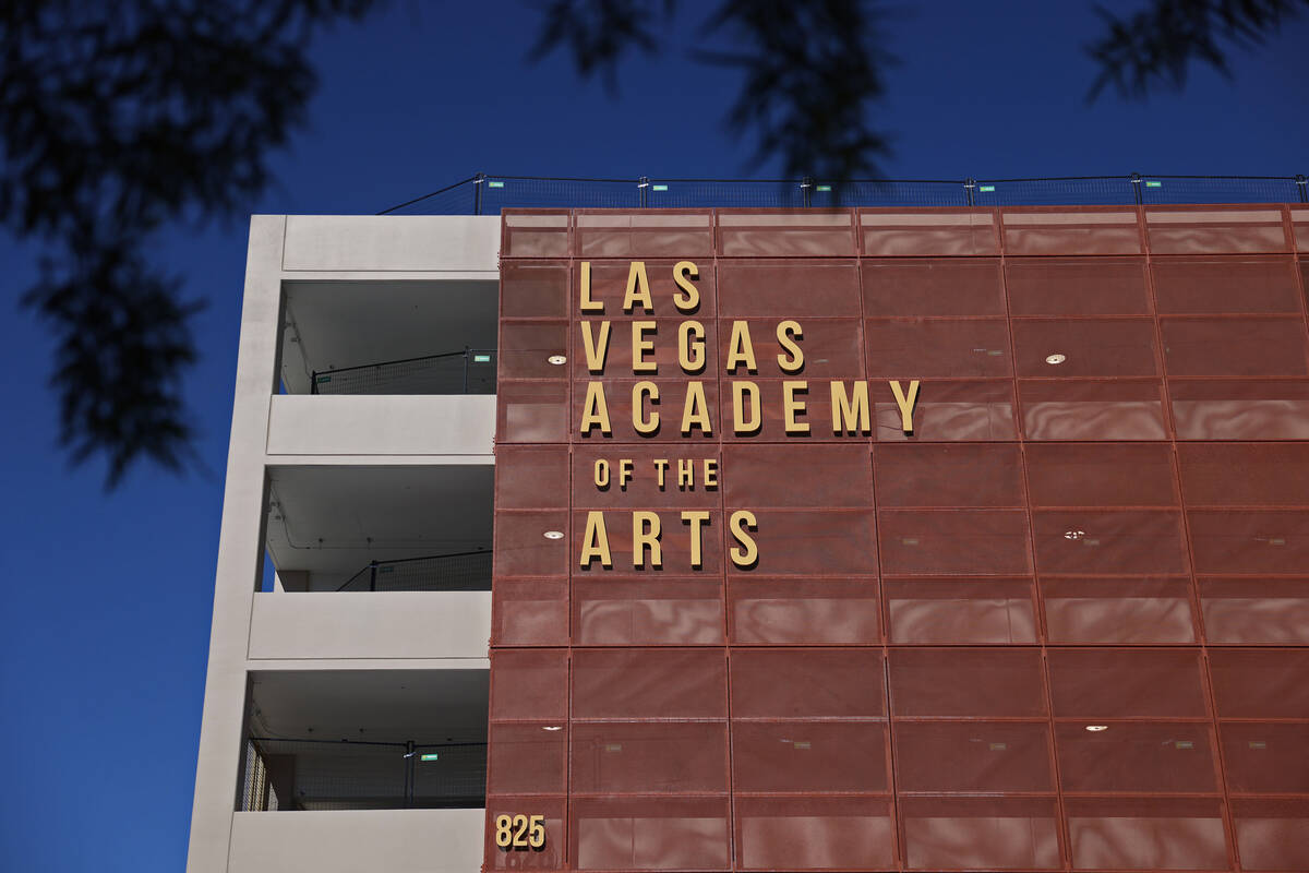 The new parking garage at the Las Vegas Academy of the Arts Friday, Oct. 3, 2025 in Las Vegas. ...