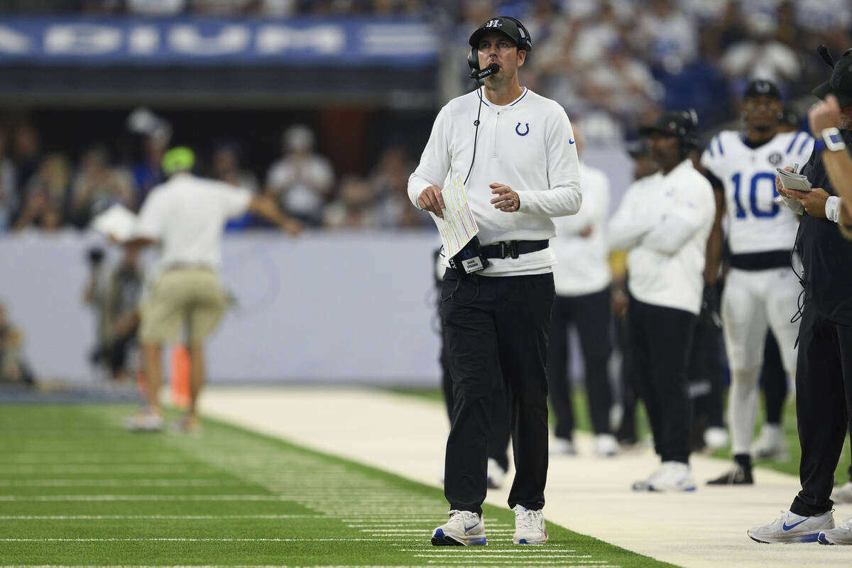 Indianapolis Colts head coach Shane Steichen on the sidelines during an NFL football game again ...