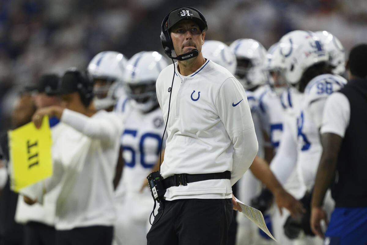 Indianapolis Colts head coach Shane Steichen on the sidelines during an NFL football game again ...