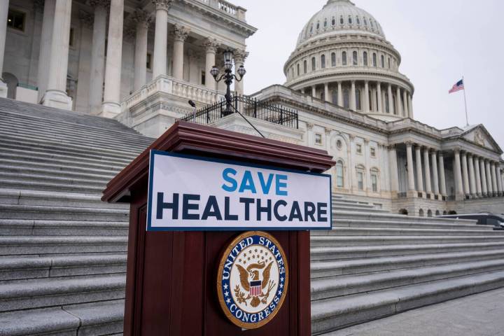 House Democrats prepare to speak on the steps of the Capitol to insist that Republicans include ...