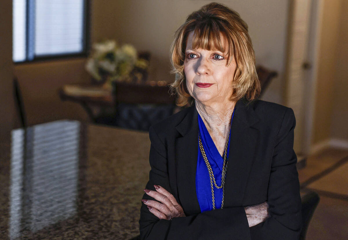Terry Arnold poses for a photo at her home Monday, Oct. 6, 2025 in Las Vegas. In 2022 Arnold si ...