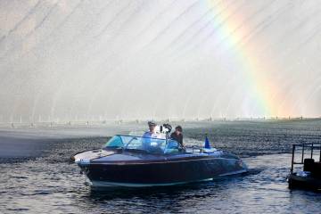 Captain Mike Seitman sails the Bellagio’s 33-foot yacht, Fortuna, on Lago di Como at the Bell ...