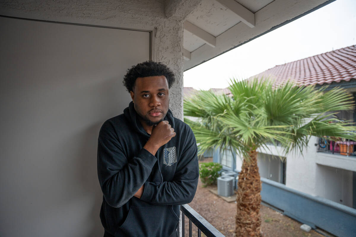 Isaiah Thompson poses for a portrait at his apartment in Las Vegas Sept. 18, 2025. He is curren ...