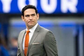 Mark Sanchez walks on the field before an NFL game between the Los Angeles Rams and the Jackson ...
