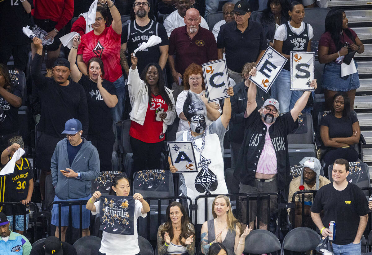 Aces fans welcome their team against the Phoenix Mercury for the first half of game 2 of their ...
