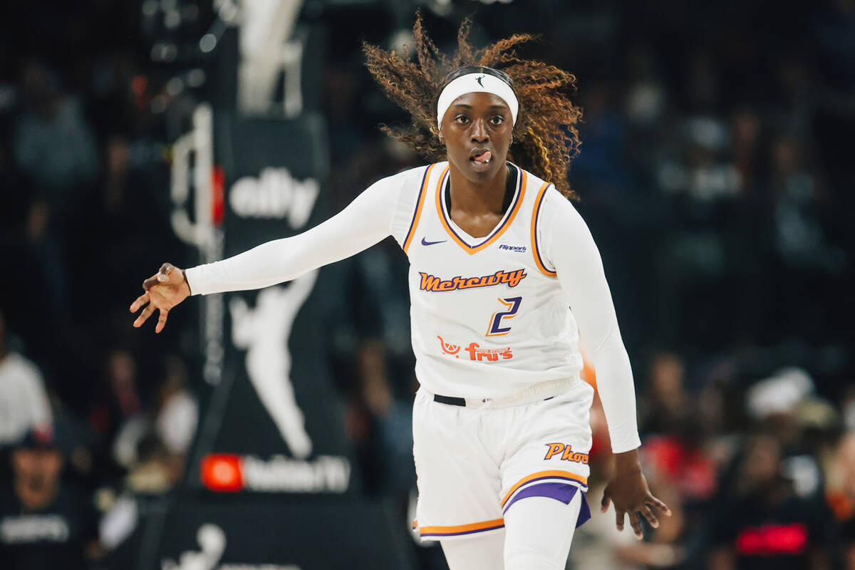 Phoenix Mercury guard Kahleah Copper (2) reacts after making a basket during game two of of a W ...
