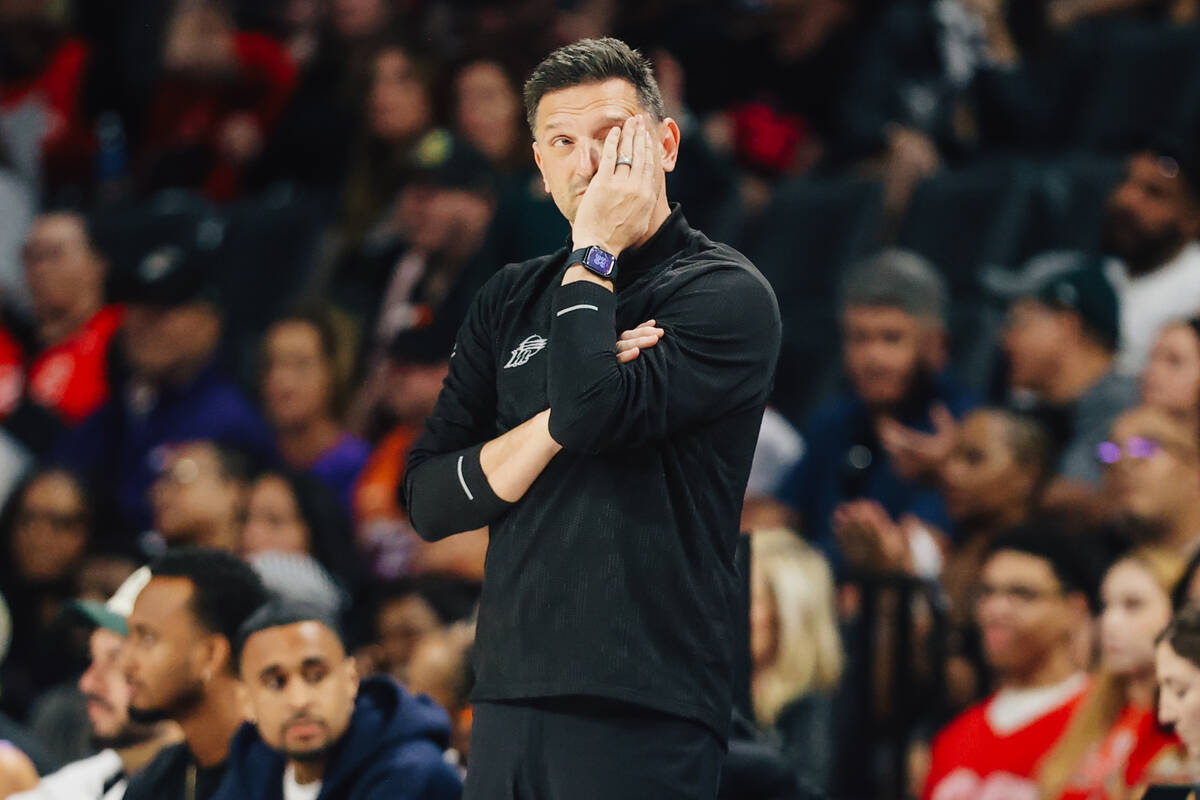 Phoenix Mercury head coach Nate Tibbetts reacts as his team is down during game two of of a WNB ...