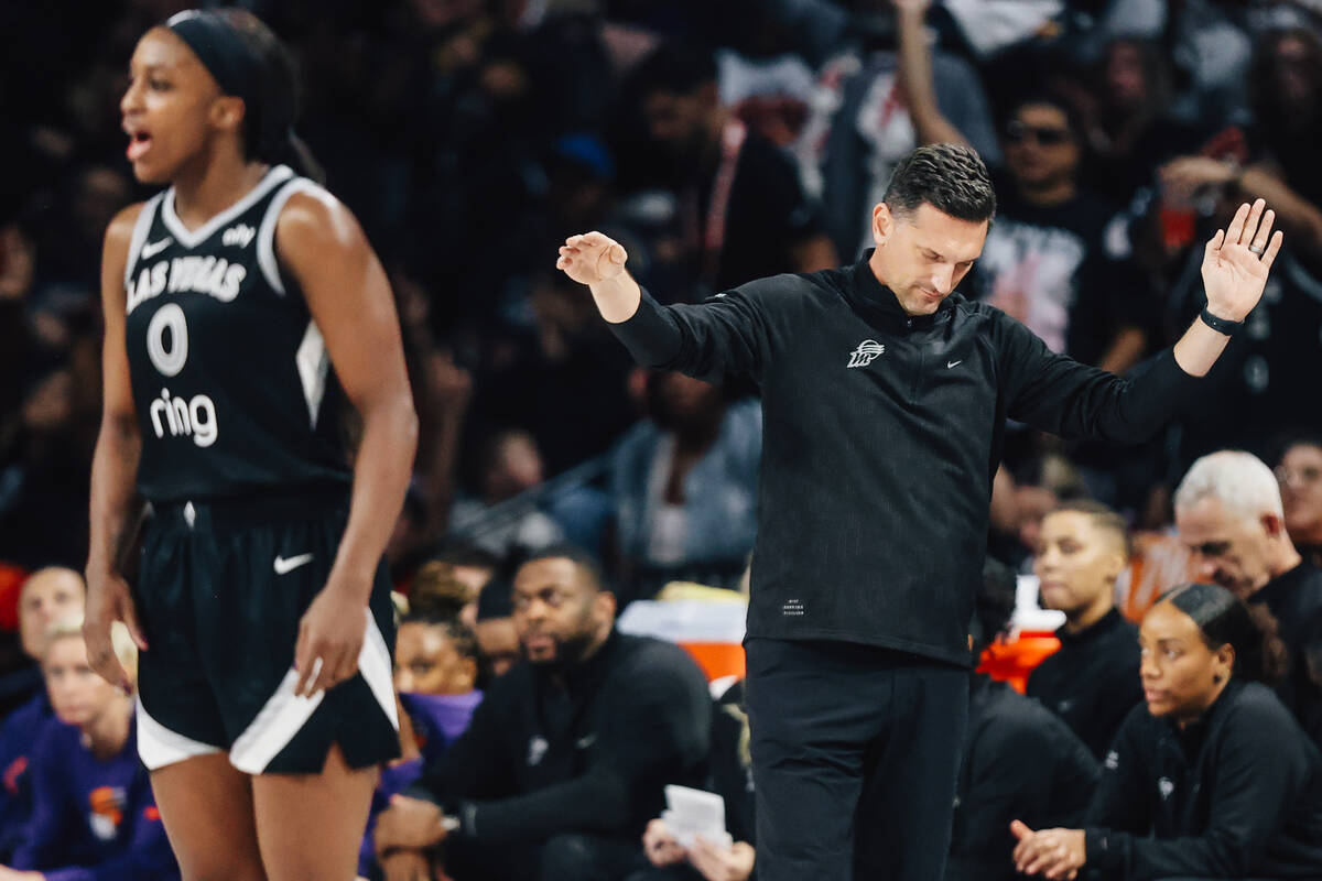 Phoenix Mercury head coach Nate Tibbetts reacts as his team is down during game two of of a WNB ...