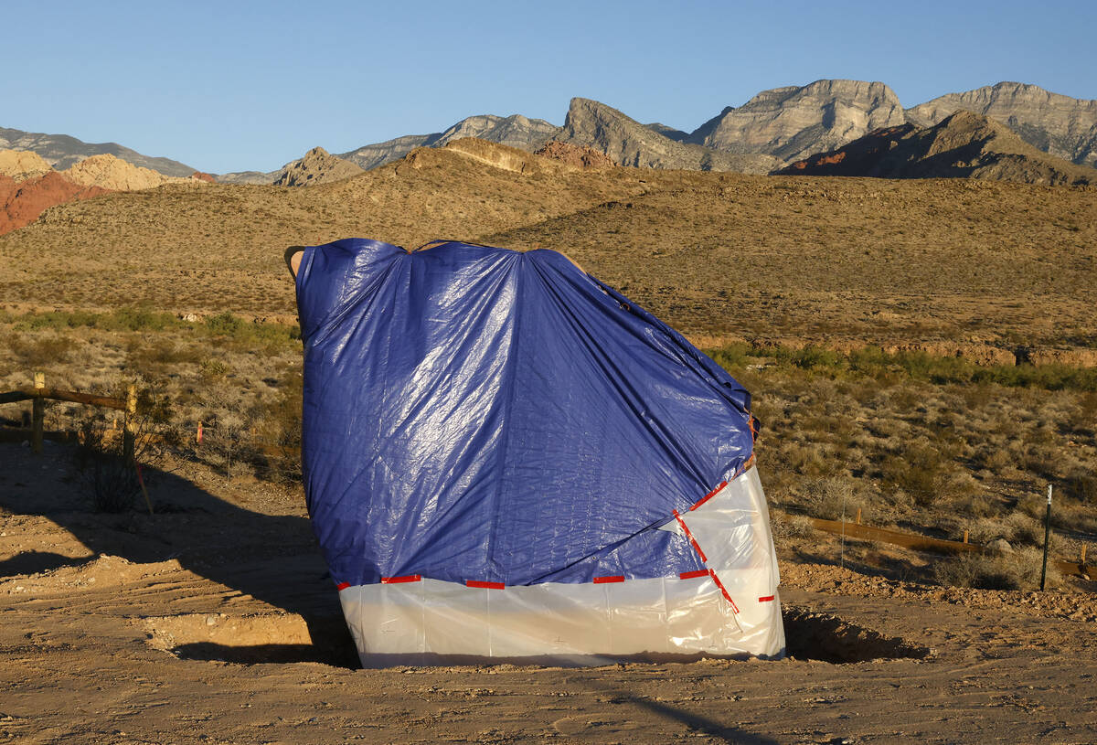 Construction is in progress on Wednesday Oct. 1, 2025, on a new location for the Red Rock Canyo ...