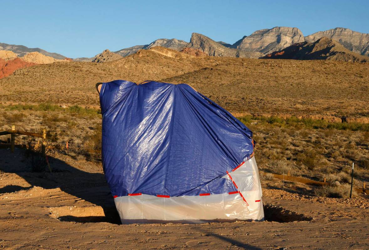 Construction is in progress on Wednesday Oct. 1, 2025, on a new location for the Red Rock Canyo ...