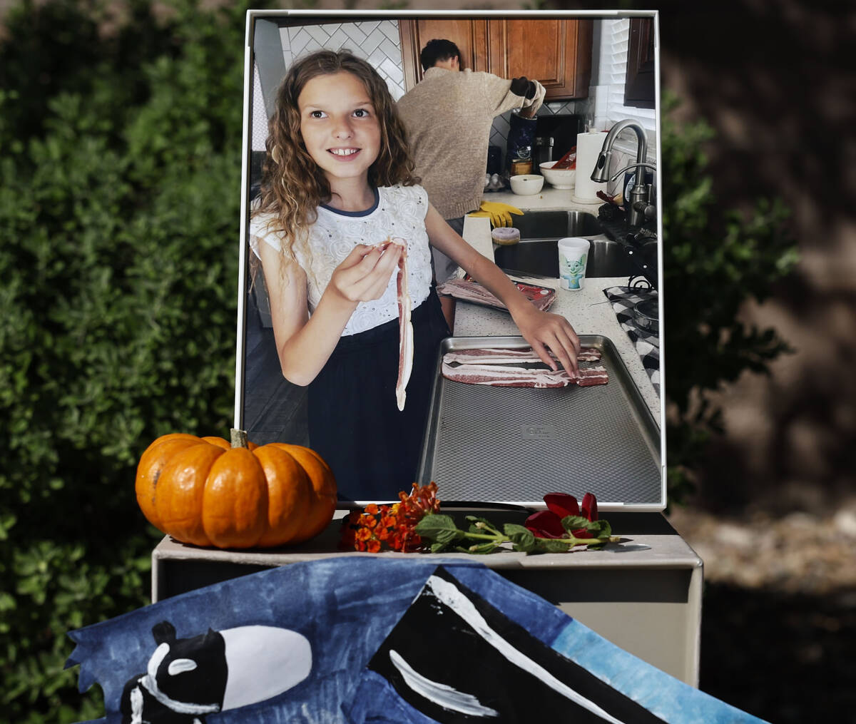 A memorial to Haylee Ryan, 12, who was hit by a bus while riding a bicycle near West Tropical P ...