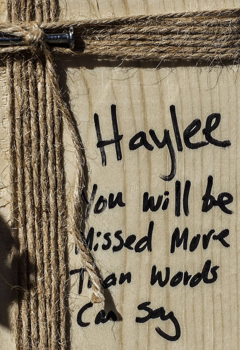 A memorial to Haylee Ryan, 12, who was hit by a bus while riding a bicycle near West Tropical P ...