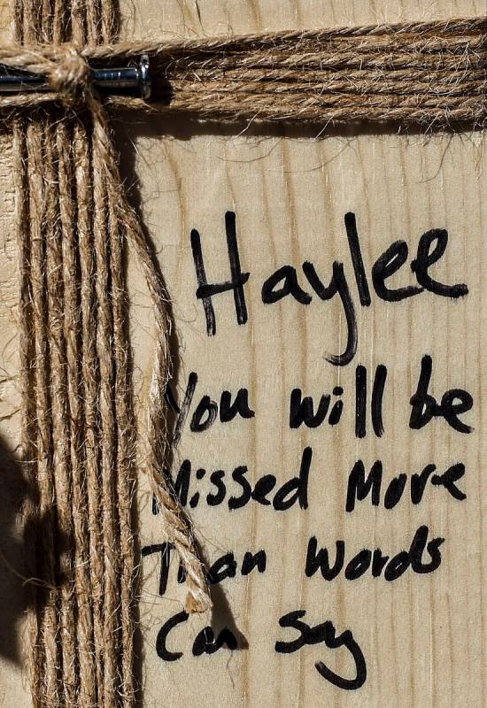 A memorial to Haylee Ryan, 12, who was hit by a bus while riding a bicycle near West Tropical P ...