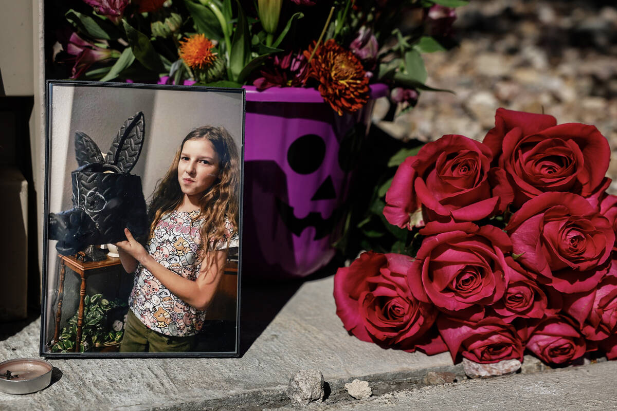 A memorial to Haylee Ryan, 12, who was hit by a bus while riding a bicycle near West Tropical P ...