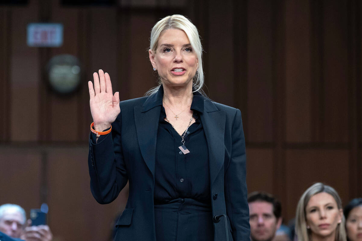 Attorney General Pam Bondi is sworn in before a Senate Judiciary Committee oversight hearing on ...