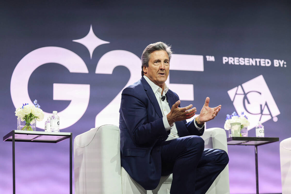 Bill Hornbuckle, CEO and President of MGM Resorts International, delivers the keynote speech at ...