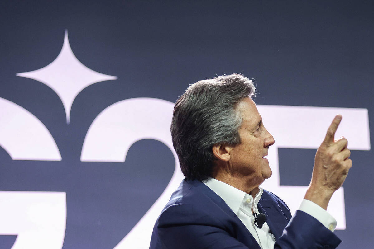 Bill Hornbuckle, CEO and President of MGM Resorts International, delivers the keynote speech at ...