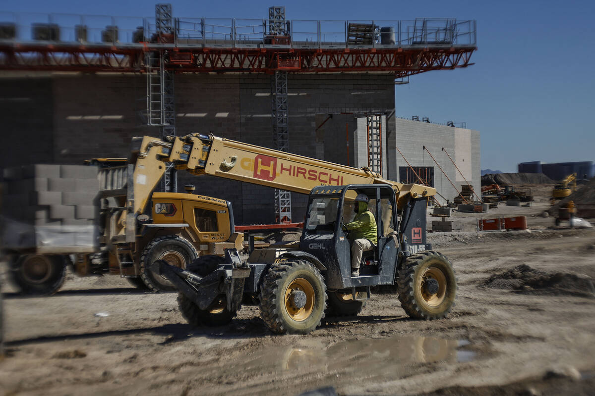 Construction continues at the site of the former Texas Station casino Monday, Oct. 6, 2025 in N ...