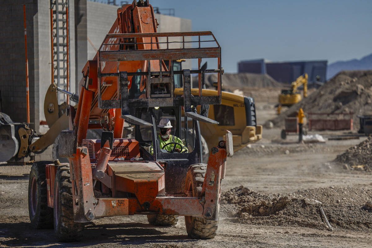 Construction continues at the site of the former Texas Station casino Monday, Oct. 6, 2025 in N ...