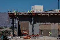 Construction continues at the site of the former Texas Station casino Monday, Oct. 6, 2025 in N ...