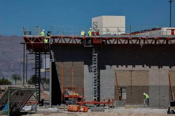 Construction continues at the site of the former Texas Station casino Monday, Oct. 6, 2025 in N ...