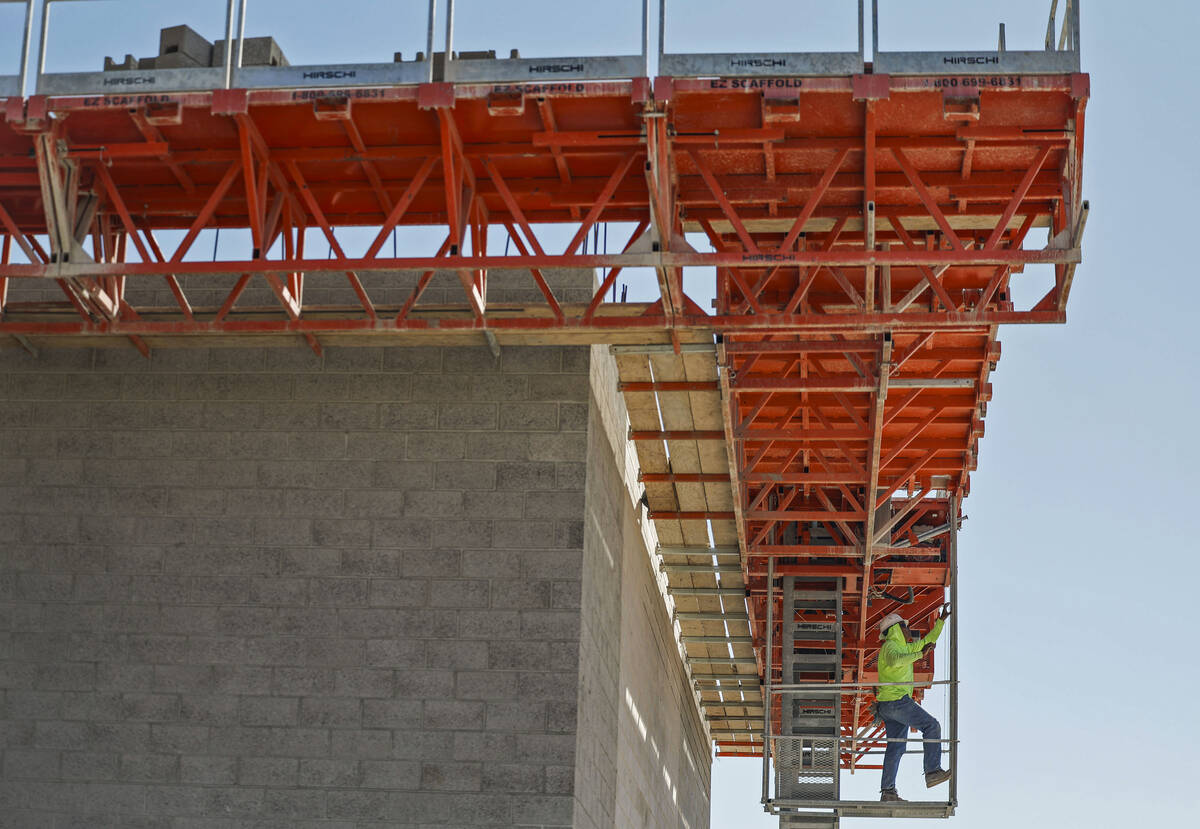 Construction continues at the site of the former Texas Station casino Monday, Oct. 6, 2025 in N ...