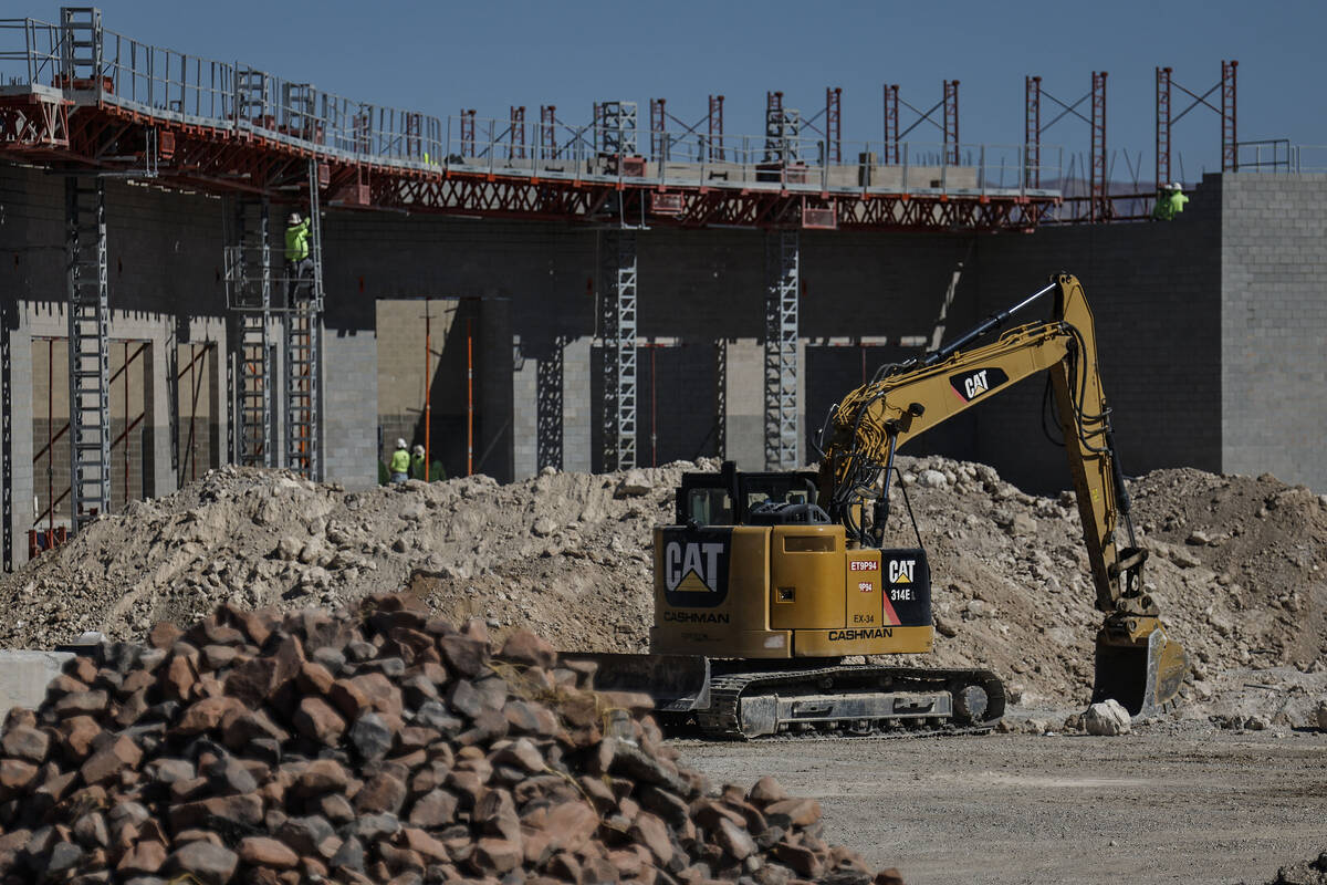 Construction continues at the site of the former Texas Station casino Monday, Oct. 6, 2025 in N ...