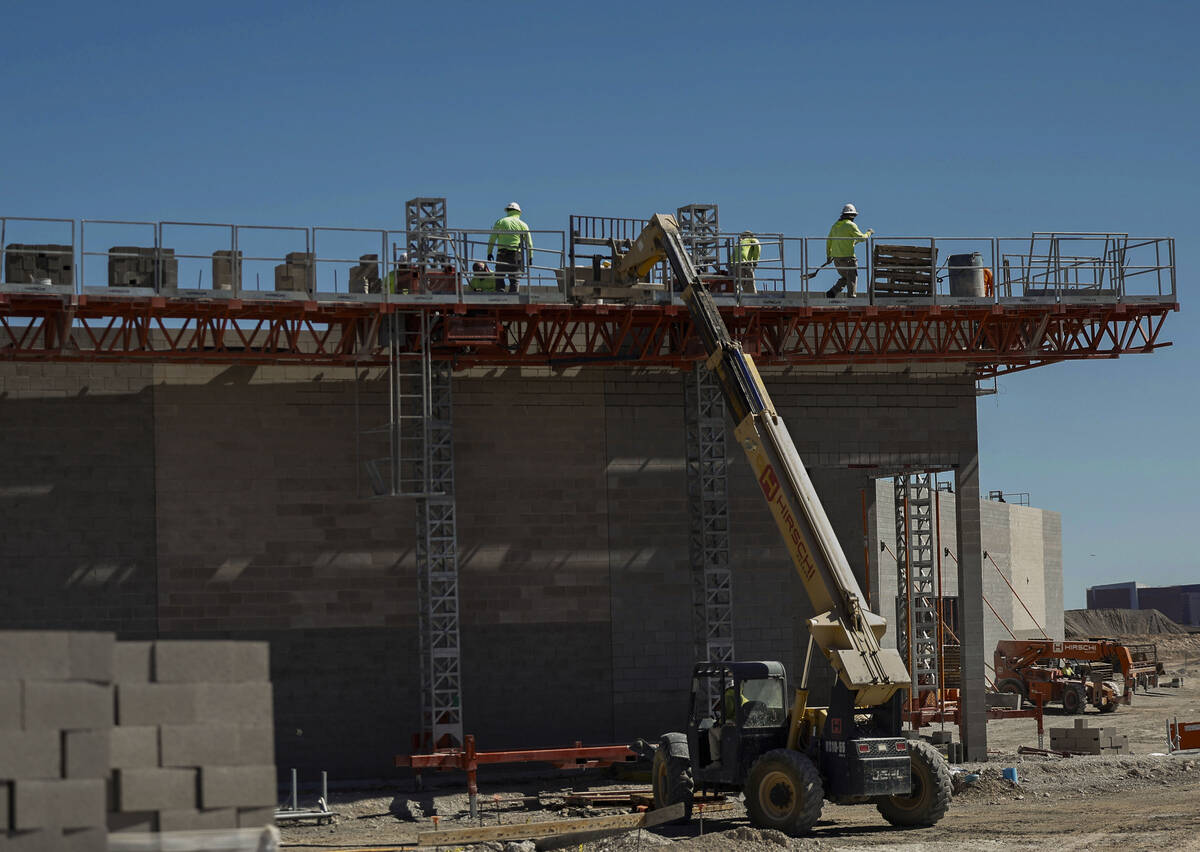 Construction continues at the site of the former Texas Station casino Monday, Oct. 6, 2025 in N ...