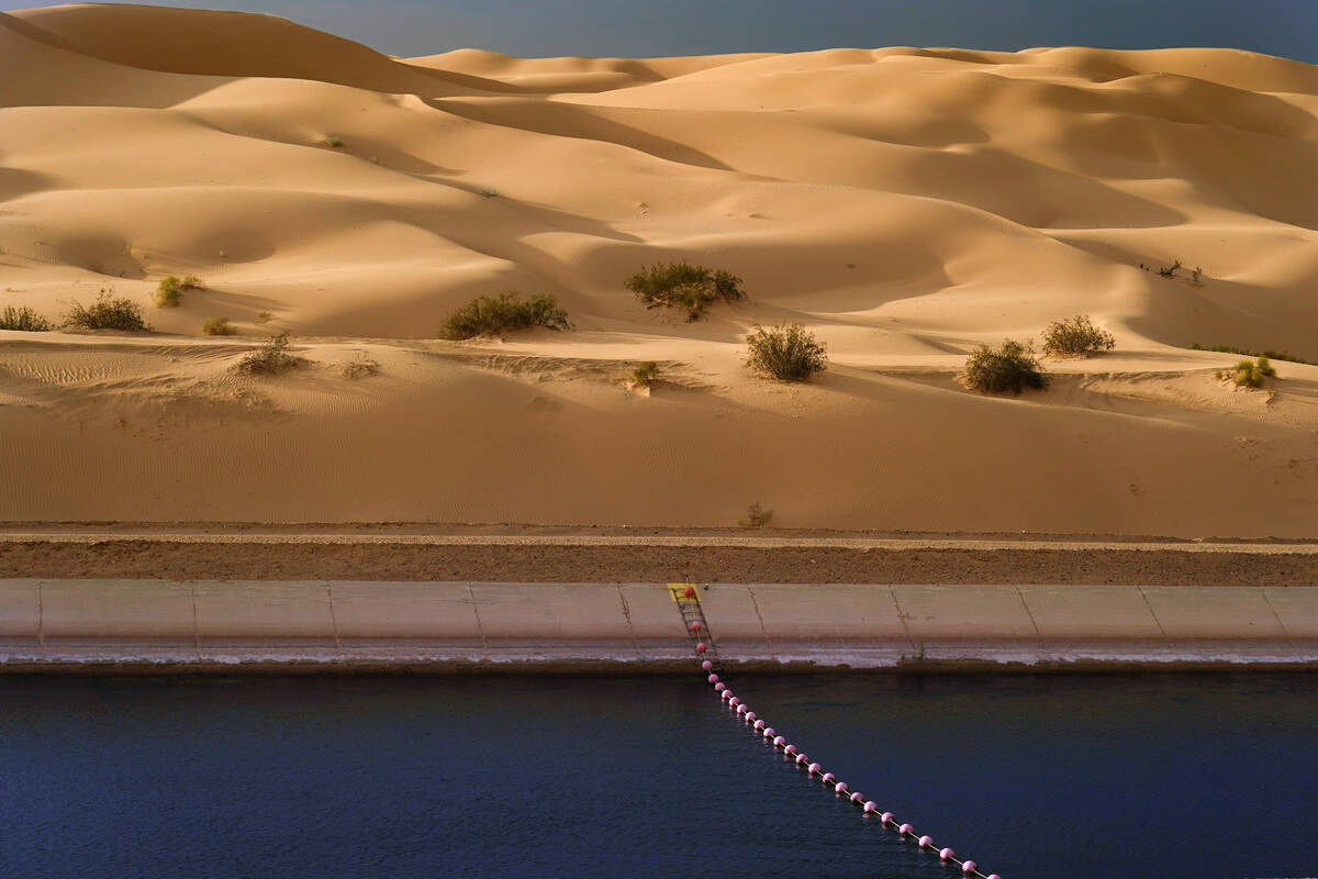 Water flows along the All-American Canal on Aug. 13, 2022, near Winterhaven, Calif. The canal c ...